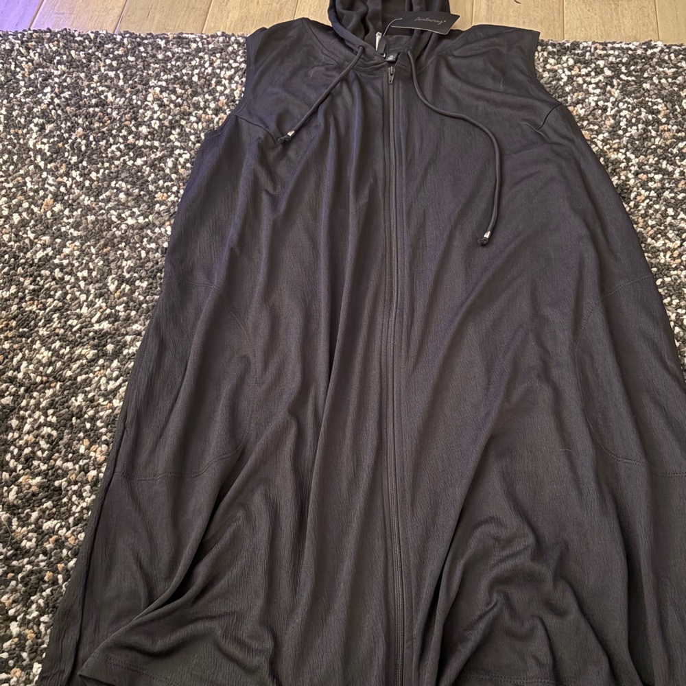 Black Sleeveless Hooded Dress cover up